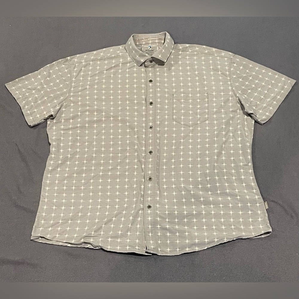 Kuhl metal button‎ up s/s shirt mens size XXL pre-owned condition gray